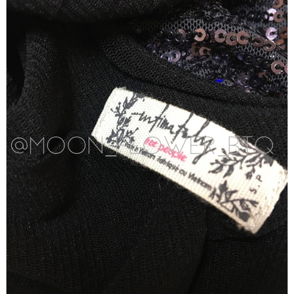 Free People Turn It On Sequin Cami Tank Top Black - Picture 10 of 11